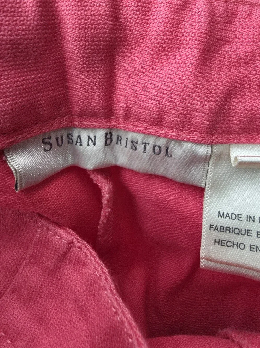 Susan Bristol Bright Pink Flat Front Straight Leg Trousers Pants Size 10 NWT